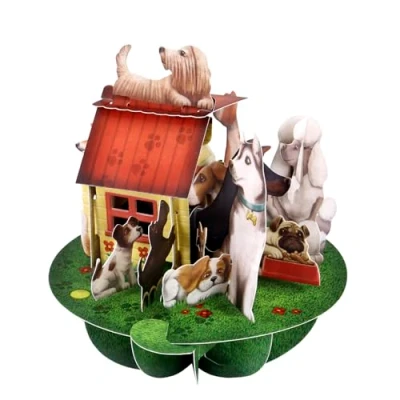Image de SANTORO Pirouette, Carte de Voeux Pop Up 3D Chiens &amp; Chenils Pour Elle, Lui, Enfants, Anniversaire13 x 16 cmvertnoirgrismarronjaune