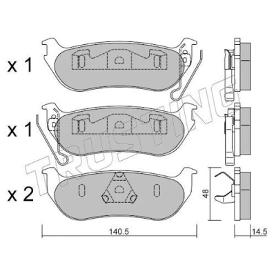 Image de TRUSTING 643.0 Jeu de plaquettes frein contact signal d&#039;usure exclu, non préparé pour indicateur JEEP: Cherokee III, WRANGLER 2