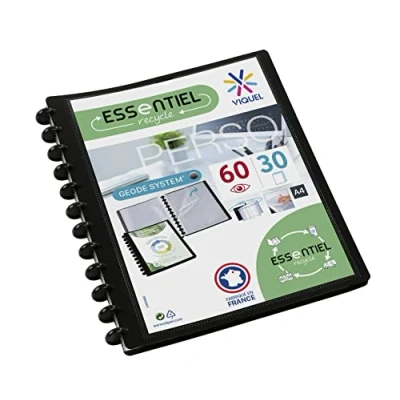 Image de VIQUEL Protège documents MAXI GEODE opaque, couverture personnalisable 60 vues, coloris noir