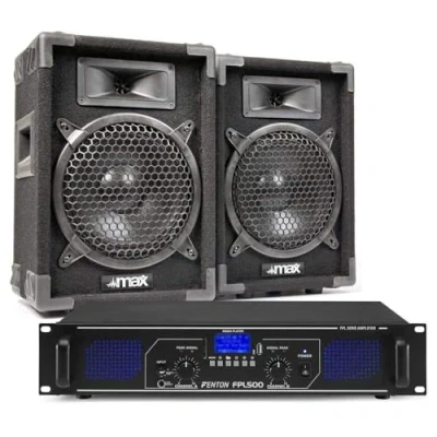 Image de MAX8 Kit Sono DJ et Amplificateur Bluetooth 800W Idéal pour Les DJs Mobiles Animer Vos Soirées
