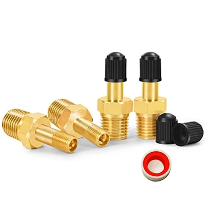 Image de GODESON Valve de réservoir NPT 1/4&quot; 4 pièces Schrader en laiton anti corrosion avec mâle À utiliser des réservoirs compresseur d&#039;air (4 pièces)