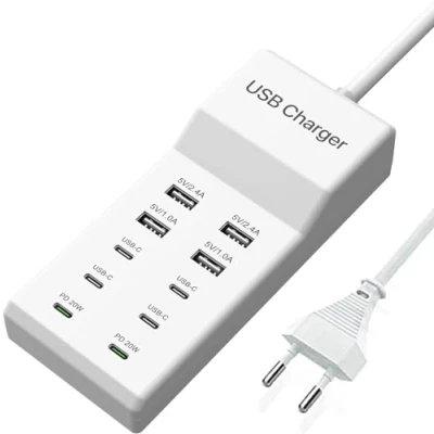 Image de Chargeur USB C Multiple, Station de Charge 10 Ports (avec 6 C+4 A), Multi 100W, Rapide PD 20W, Adaptateur Secteur Compatible avec iPhone/Samsung/iPad/Oppo
