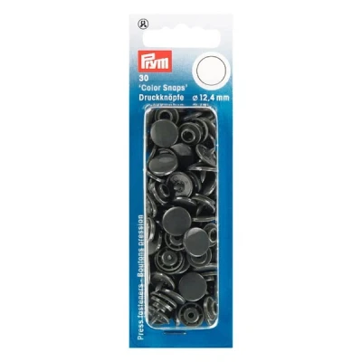 Image de Prym 393109 Boutons Pression sans Couture « Color Snaps », Rond, 12,4mm, Gris foncé