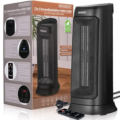 Image de Radiateur soufflant céramique 2000W Noir 4 Modes 15 40C économique Oscillation 120 minuteur télécommande Chauffage d&#039;appoint