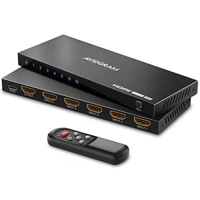 Image de Switch 2.1 HDMI 4K 120Hz, AVIDGRAM 8K Commutateur 5 entrées 1 Sortie, Port Selector Box avec IR Télécommande Soutien 48Gbps HDCP 2.3 HDR10+ pour Xbox Series X PS4 Pro PS5 UHD TV