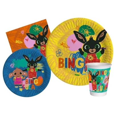 Image de Ciao Kit Vaisselle de Fête Bing (Assiettes, gobelets, Serviettes), AZ046, Multicolor, 24 Persone