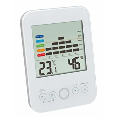 Image de TFA Dostmann 30.5046.02 Thermomètre hygromètre numérique intérieur, fonction max. min, taux d&#039;humidité de l&#039;air 12 heures, alarme en cas risque moisissure, blanc
