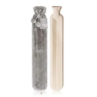 Image de Revitale Bouillotte extra longue avec housse en fourrure souple pompons 72 cm 2 L (Gris Ardoise)