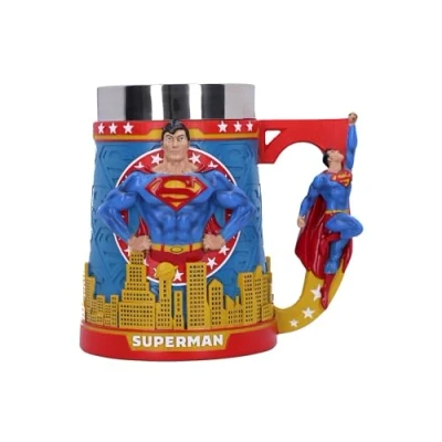 Image de Nemesis Now Chope Superman Man of Steel 15,5 cm, en résine, produit sous licence officielle, tasse à bière Superman, design exclusif, moulée dans la meilleure peinte main, insert amovible