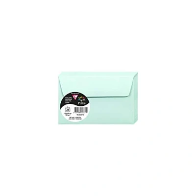 Image de Clairefontaine 55331C Paquet de 20 Enveloppes Auto Adhésives Format 9x14cm 120g/m² Coloris Vert Jade Invitation Evènements et Correspondance Gamme Pollen Papier Premium Lisse