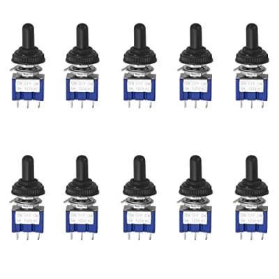 Image de WMYCONGCONG Lot de10 interrupteurs à bascule SPDT AC 125 V 6 A On/Off/On 3 positions broches avec capuchon