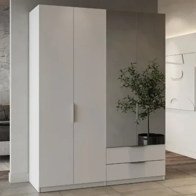Image de Calicosy Armoire 4 Portes, 2 tiroirs et miroirs Ghost en Panneaux de Particules pour Chambre L.157,3 x P.51,1 H.203 cm