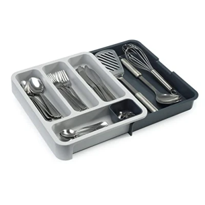 Image de Joseph DrawerStore Rangement à tiroirs extensible pour ustensiles de cuisine, gris foncé/gris