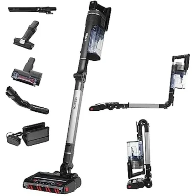 Image de Shark Stratos Aspirateur Balai sans Fil, PowerFins Plus, Autonomie de 120 minutes, Anti Emmêlement des Cheveux &amp; Aspiration CleanSense IQ avec Outils pour Animaux, Charbon, IZ420EUT