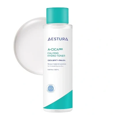 Image de AESTURA A CICA365 TONER HYDRO APAISANT, Essence Tonifiante Apaisante Quotidienne, Complexe CICA BPM, PHA 3%, Soin des Cellules Mortes de la Peau, Matin et Soir, Testé Dermatologiquement, 250ml