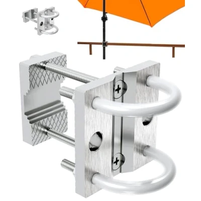 Image de KDR Produktgestaltung Support de Parasol en Acier Inoxydable pour Balustrade Balcon Rond et carré jusqu&#039;à 300 cm Stable Fixation sûre sur la
