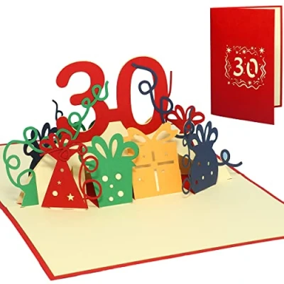 Image de LINPopUp®, POP UP 3D Carte de voeux ; d&#039;anniversaire 30ème anniversaire 30 party, rouge, N241