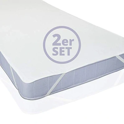 Image de Lumaland 2X Protège Matelas Imperméable 90x200 cm Certifié Oeko TEX Surmatelas &amp; Respirant Surface 100% Coton Silencieux sans grésillement