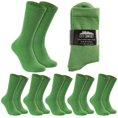 Image de Chaussettes Mi Mollet Homme Paquets Multiples de Doux et Confortable Chaussette Coton Taille Unique 40 45 (Vert Lot 6)