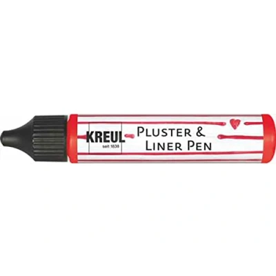 Image de Kreul 49807 Pluster et Liner Pen Fraise, 29 ML, Peinture pour décorer orner, des Effets décoratifs en Augmentant de Volume dans Le Four, avec Fer à Repasser ou sèche Cheveux