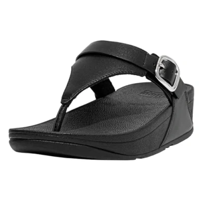 Image de Fitflop Femme Lulu Adjustable Leather Toe Post Sandals cale, Tout Noir, 38 EU