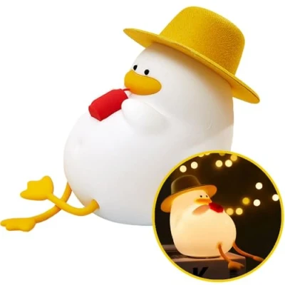 Image de FOREVER Light Veilleuse Enfant LED Canard en Vacances Silicone Souple avec 2 Niveaux de Luminosité Rechargeable par USB C Portable Lampe Chevet Tactile