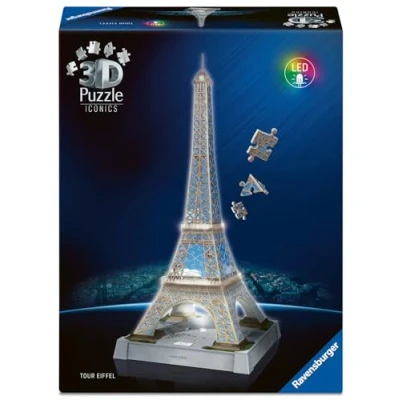 Image de Ravensburger Puzzle 3D Building Tour Eiffel illuminée A partir de 8 Ans 216 pièces numérotées à Assembler sans Colle Accessoires Finition Inclus 12008024