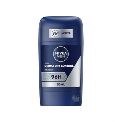 Image de NIVEA MEN Stick Masculin Derma Dry Control Déodorant Homme 96H Anti Transpirant Protection Maximum Contre la Transpiration Intense &amp; les Odeurs Tous Types de Peaux 50 ml