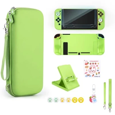 Image de Younik Pack d&#039;Accessoires Switch, Kit 17 en 1 pour Filles Comprenant Un Etui de Transport Support Réglable, Protection Console Switch et J Con
