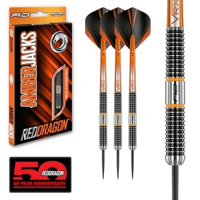 Image de RED DRAGON Amberjack 18: 24g Fléchettes Pointes Acier avec Ailettes et Tiges de Flechettes