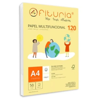Image de Ramette de papier A4 120g avec 50 feuilles blanches, multifonctionnel pour un usage scolaire et professionnel. Idéal imprimantes laser, à jet d’encre ou photocopieuses Ofituria