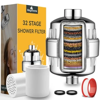 Image de Magichome Filtre de Douche à 32 niveaux avec vitamine C pour eau dure anticalcaire Contre le calcaire et chlore