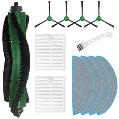 Image de Lot de 12 pièces rechange pour aspirateur Irobot Roomba Combo Essential Y0110 Y0112 Y0140 Q0120, 1 rouleau, 4 lingettes, 2 filtres HEPA, brosses latérales, brosse nettoyage