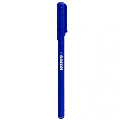 Image de Kores K0R M : Stylo à Bille Bleu, Pointe Moyenne 1 mm, Encre Semi Gel pour une Écriture Douce, Forme Triangulaire Ergonomique, Fournitures Scolaires et de Bureau, Lot 12
