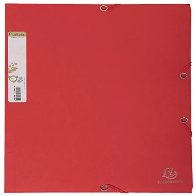 Image de Exacompta Réf. 56985E Carton de 25 chemises à élastiques Forever pochettes 3 rabats en carte bicolore recyclée 380 g/m2 dimensions 24 x 32 cm pour format A4 couleur rouge