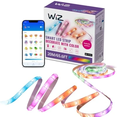 Image de WiZ, RubanLED Lightstrip connecté 20 m, 16 millions de couleurs Plus nuances blanc, scènes lumière dynamiques, se connecte à votre Wi Fi, contrôle vocal