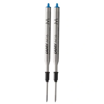 Image de Lamy M16 Lot de 2 recharges pour stylo à bille en métal Recharge d&#039;origine tous les modèles stylos Indélébile Largeur trait moyenne bleue