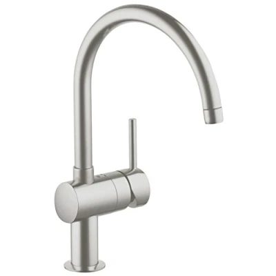 Image de GROHE robinet de cuisine évier Minta, avec bec en forme C, pivotant à 360, installation et nettoyage facile, supersteel, 32917Dc0 (Import Allemagne)