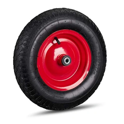 Image de Relaxdays brouette 120 kg, Roue de Rechange axe, Caoutchouc essieu 4.80 4.00 8, 3 adaptateurs, Noir Rouge