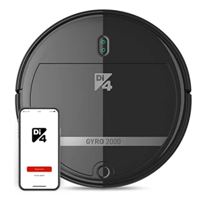Image de Di4 Gyro 2000 Robot Aspirateur 4en1, Aspire, Balaie, Frotte et Serpillière, 2000PA, APP Control Alexa Google Home, 5 Programmes de Nettoyage, Auto Rechargeable, Programmable, 120min d&#039;Autonomie
