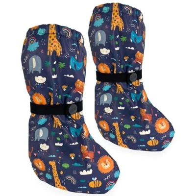 Image de HECKBO Chaussons de pluie pour bébé 3 à 24 mois imperméables avec doublure en non tissé nombreux motifs Chaussures plein air bébés et jeunes enfants dans la boue