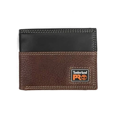 Image de Timberland PRO Portefeuille Fin en Cuir RFID à Deux Volets avec fenêtre arrière pour Carte d&#039;identité, Teck, Taille Unique