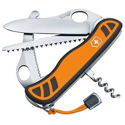 Image de Victorinox Hunter Xt Grip Couteau de Poche Chasse Suisse, Multitool, 6 Fonctions, Lame Fixe, Tire Bouchon, Orange/Noir