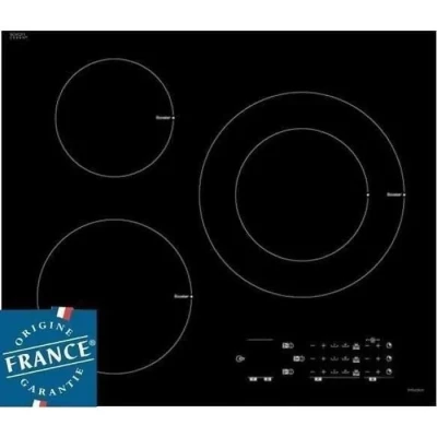 Image de Table de cuisson induction SAUTER 3 zones 7200 W L60 x P52 cm Revetement verre Noir SPI6300