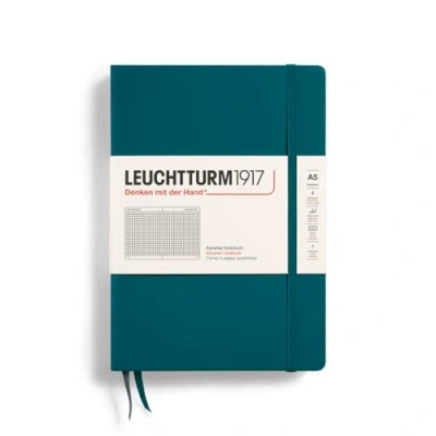Image de LEUCHTTURM1917 359693 Carnet de notes Medium (A5), Couverture rigide, 251 pages, numérotées, Pacific Green, Quadrillé