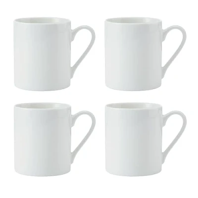 Image de Mikasa Egret Set de tasses en porcelaine fine, 4x blanches classiques pour le thé et café, 380ml Emballage cadeau lavable au lave vaisselle