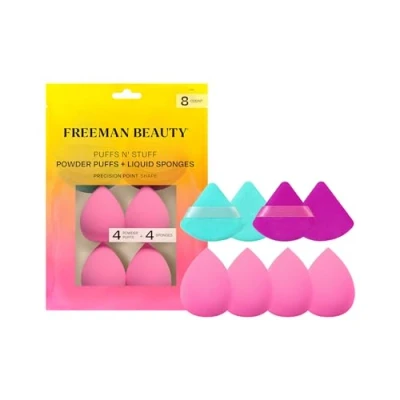 Image de Freeman Puffs N&#039; Stuff Powder + Liquid Sponges Set, Makeup Blending &amp; Puffs, For Foundation, Concealer, Setting Powder, Vegan Cruelty Free, 8 Count