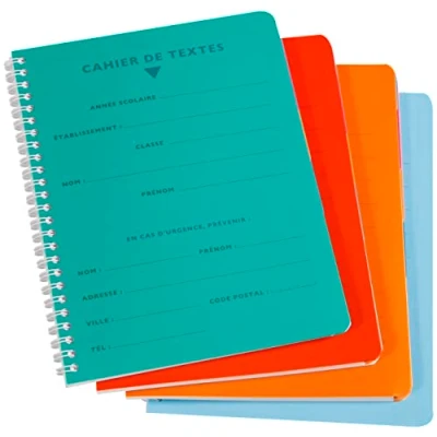 Image de Calligraphe 458460C Un Cahier de Texte à Spirale (une Marque Clairefontaine) 17x22 cm 124 Pages Grands Carreaux Papier Blanc 90 g Couverture Polypro Transparent Couleur Aléatoire