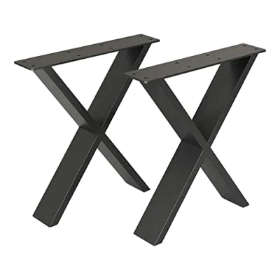 Image de [en.casa] Set de 2 Pieds Table Forme x Ensemble Meuble DIY pour Basse Banc Acier Laqué 42 40 6 cm Noir Mat