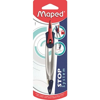 Image de Maped Compas Stop System Système de Verrouillage Breveté Tracé Parfait Mine Avec Sécurité Protège Pointe Sèche et Gris